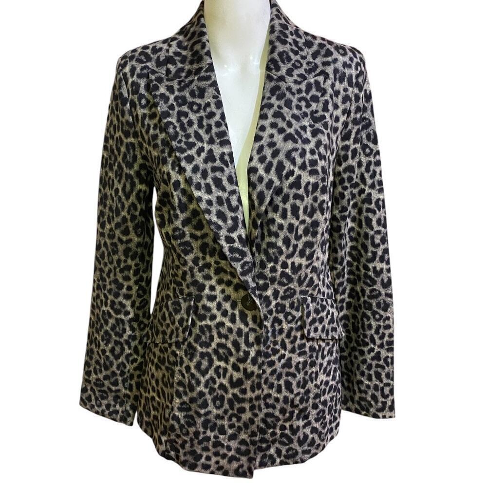 Cabi Jungle Jacket Leopard Print Single Breasted Jacket # 3373 Size 8